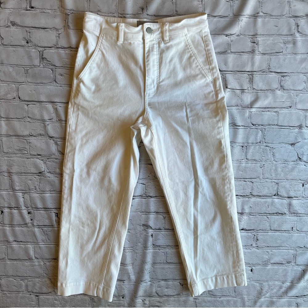 Everlane Cropped Straight Short White Denim Jeans Pants Size 4 Clean Girl Preppy